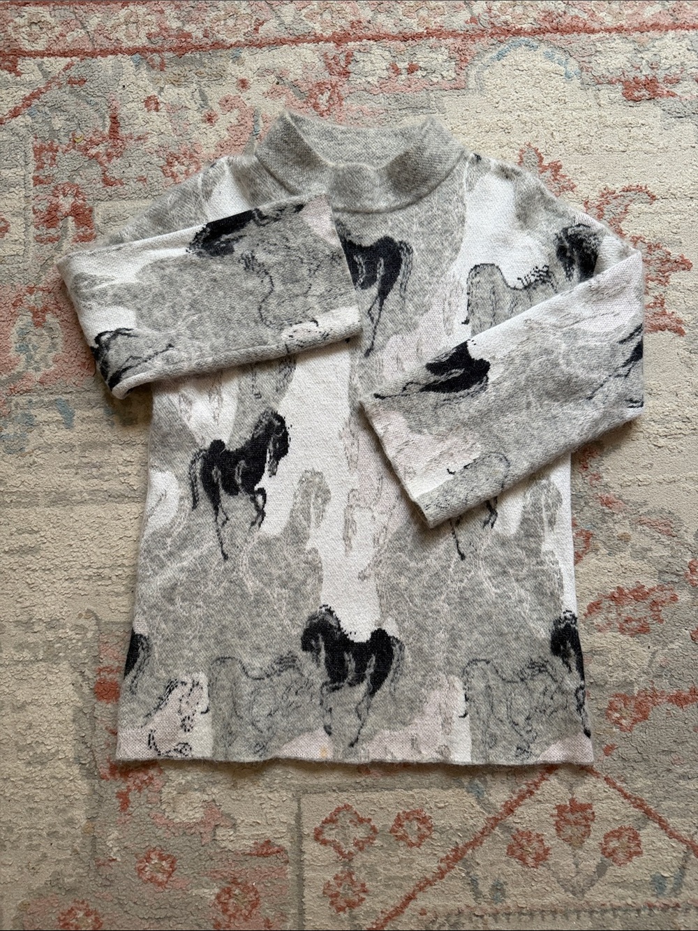 kate spade Gray & Black Horse Print Mock Neck Top